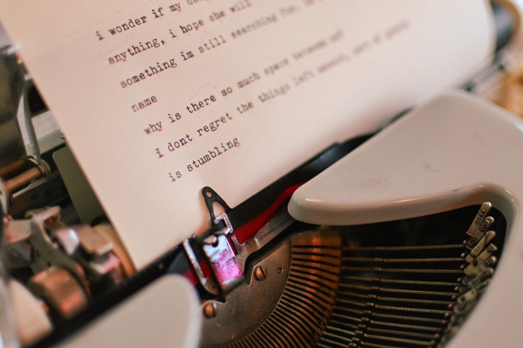 typed text close on the typewriter ribbon