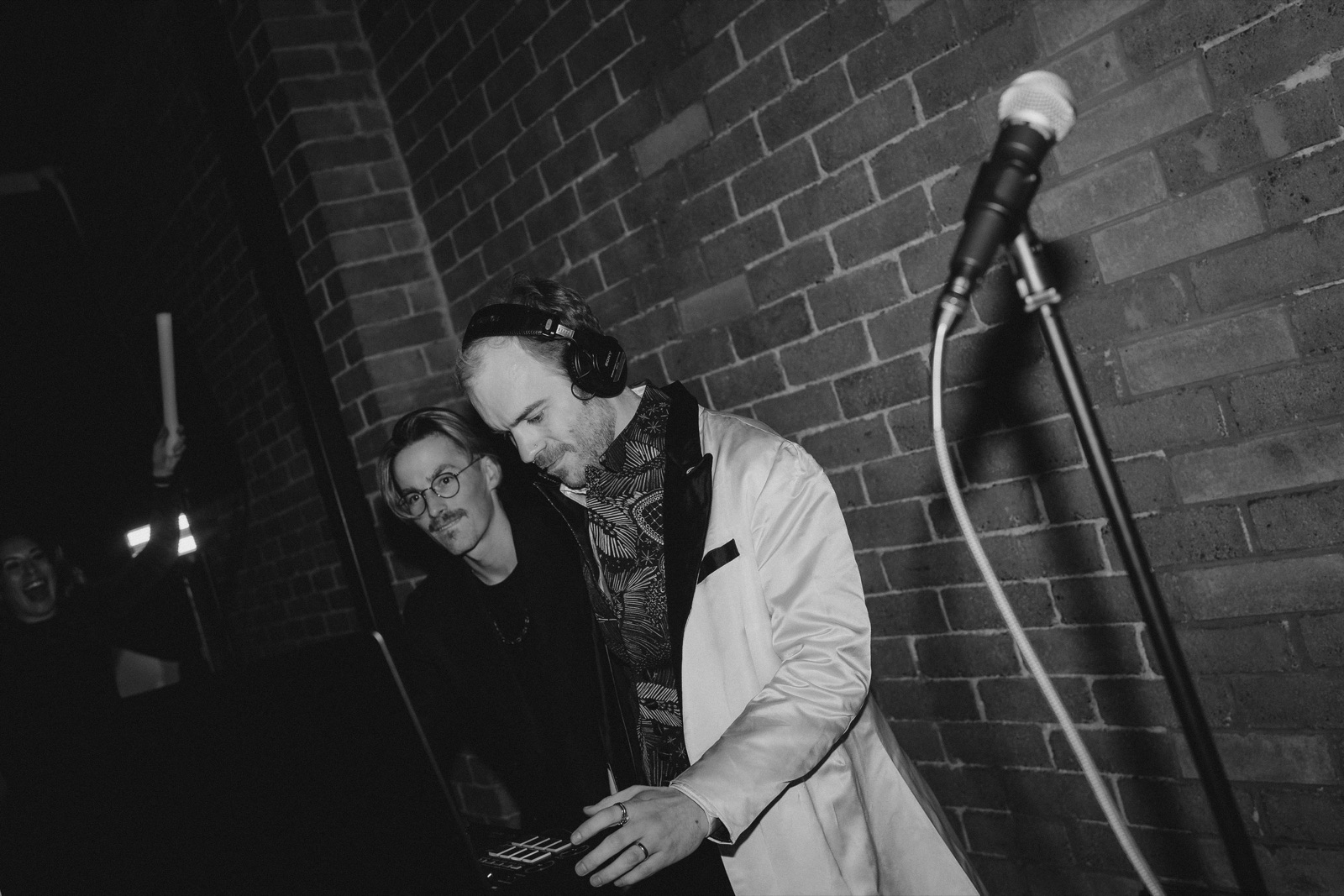 drew's debut dj set, joey assisting at the decks